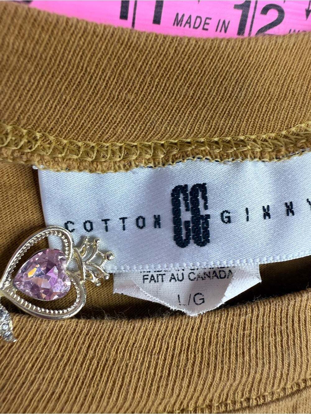 Cotton Ginny tshirt Mustard Greek Letter Tee with White & Green Applique - Picture 6 of 10